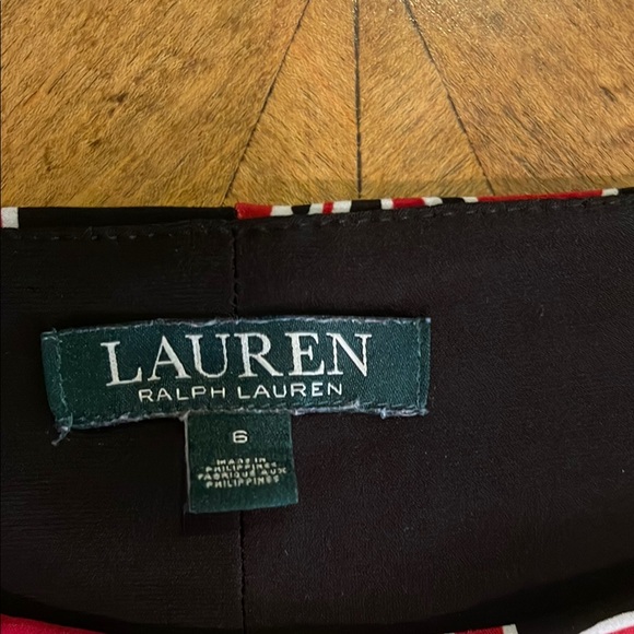 Lauren Ralph Lauren Black and Red Sheath Dress Crew Neck - Picture 4 of 15